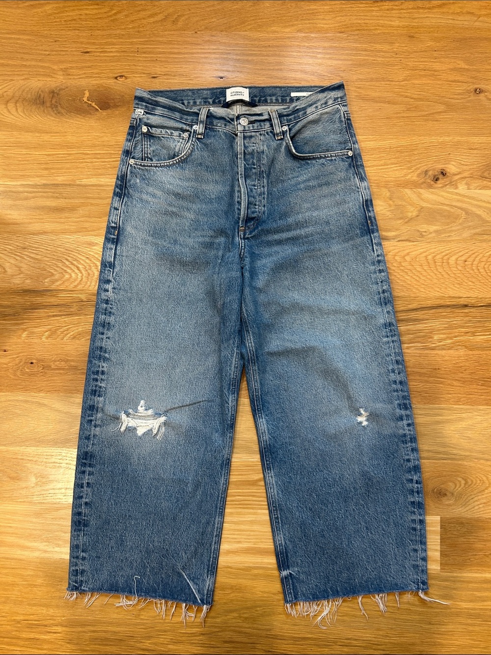 Citizens Of Humanity Ayla Raw Hem Baggy Crop Wide Leg Jeans